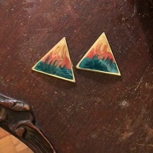 Vintage triangle enamel earrings.